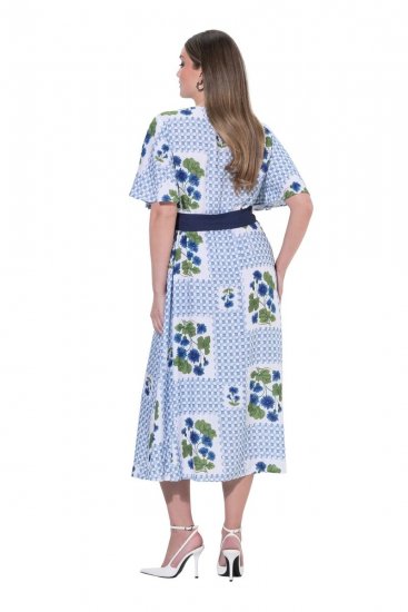 Ulla Popken 849662 Geblümtes Hemdblusenkleid Wollweiß - Midikleider - Midikleider in großen Größen