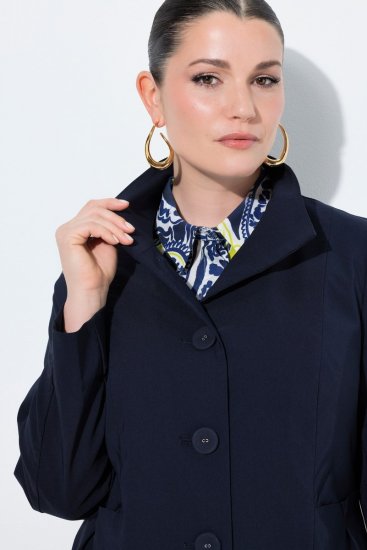 Ulla Popken 849803 Stretchmantel mit hohem Kragen Dunkelblau - Mäntel - Große Größen: Mäntel für Damen
