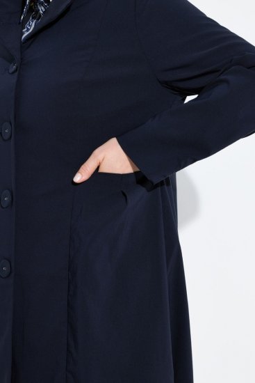 Ulla Popken 849803 Stretchmantel mit hohem Kragen Dunkelblau - Mäntel - Große Größen: Mäntel für Damen