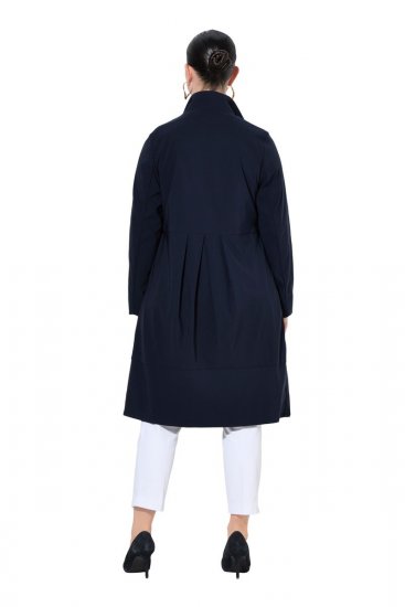 Ulla Popken 849803 Stretchmantel mit hohem Kragen Dunkelblau - Mäntel - Große Größen: Mäntel für Damen