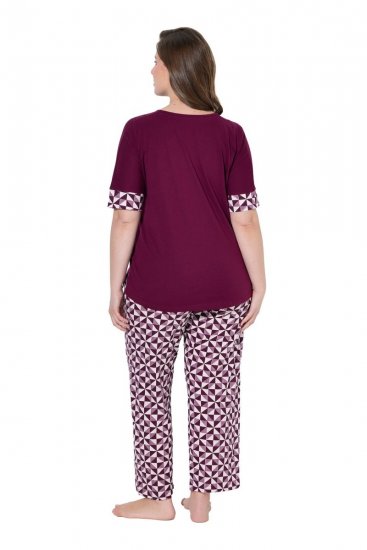 Ulla Popken 849850 Pyjama mit Karomuster Beerenrot - Pyjama/Loungewear - 
