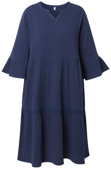 Ulla Popken 849856 Kleid mit Volants Dunkelblau - Midikleider - Midikleider in großen Größen