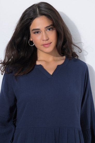 Ulla Popken 849856 Kleid mit Volants Dunkelblau - Midikleider - Midikleider in großen Größen