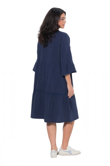 Ulla Popken 849856 Kleid mit Volants Dunkelblau - Midikleider - Midikleider in großen Größen
