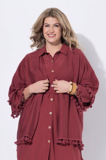 Ulla Popken 849860 Kimono Rostrot - Strickjacken - Strickjacken in großen Größen für Damen