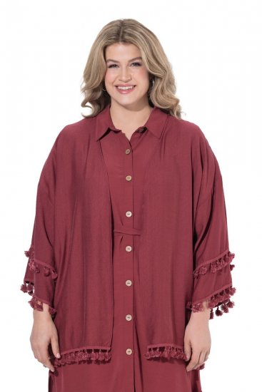 Ulla Popken 849860 Kimono Rostrot - Strickjacken - Strickjacken in großen Größen für Damen