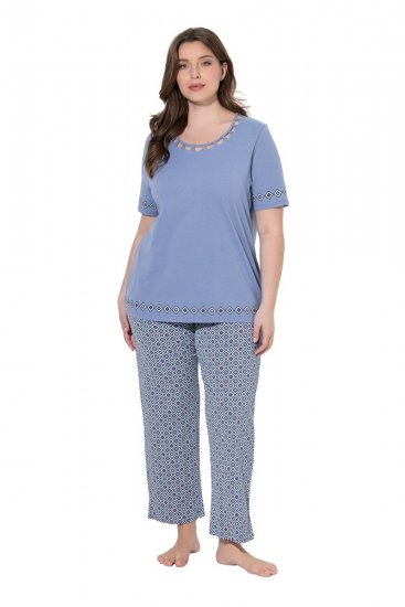 Ulla Popken 850045 Pyjama mit kurzen Ärmeln Hellblau - Pyjama/Loungewear - 