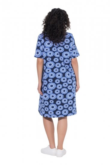 Ulla Popken 850121 Kurzärmliges Jerseykleid mit V-Ausschnitt Blau - Jerseykleider - 