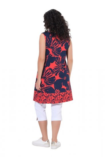 Ulla Popken 850175 Gemustertes Jerseykleid Koralle - Jerseykleider - 