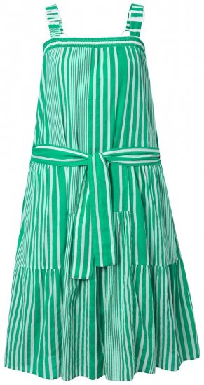 Ulla Popken 850197 Gestreiftes Kleid mit Volants Grün - Sommerkleider - Große Größen: Leichte Sommerkleider