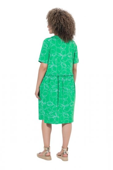 Ulla Popken 850204 Kurzärmliges Jerseykleid mit V-Ausschnitt Grün - Jerseykleider - 