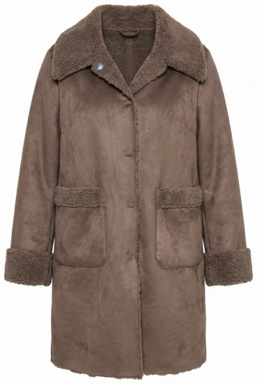 Ulla Popken 850251 Teddymantel Hellbraun - Mäntel - Große Größen: Mäntel für Damen