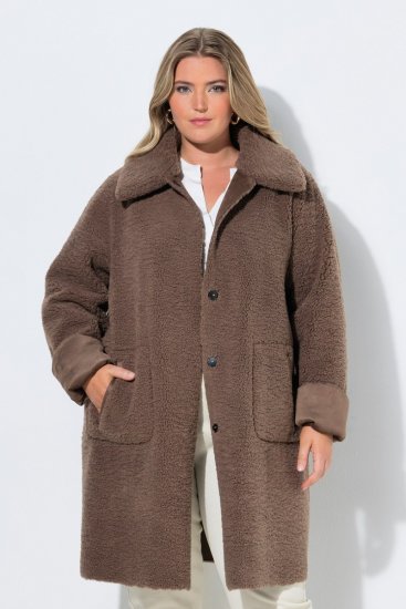 Ulla Popken 850251 Teddymantel Hellbraun - Mäntel - Große Größen: Mäntel für Damen