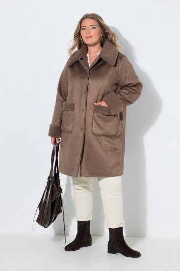 Ulla Popken 850251 Teddymantel Hellbraun - Mäntel - Große Größen: Mäntel für Damen