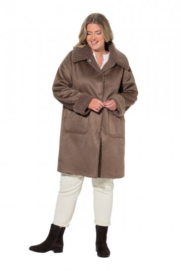 Ulla Popken 850251 Teddymantel Hellbraun - Mäntel - Große Größen: Mäntel für Damen
