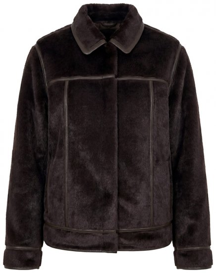 Ulla Popken 850310 Kunstfelljacke Dunkelbraun - Jacken - Große Jacken für Damen