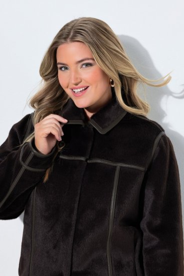 Ulla Popken 850310 Kunstfelljacke Dunkelbraun - Jacken - Große Jacken für Damen