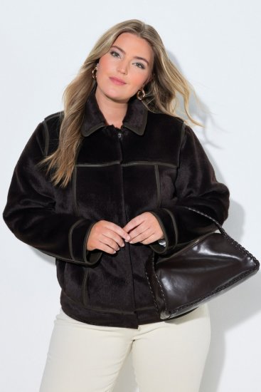 Ulla Popken 850310 Kunstfelljacke Dunkelbraun - Jacken - Große Jacken für Damen