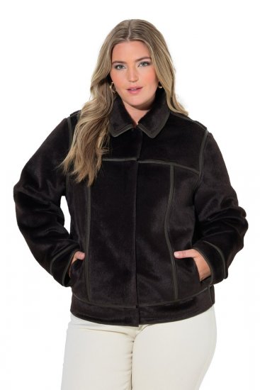 Ulla Popken 850310 Kunstfelljacke Dunkelbraun - Jacken - Große Jacken für Damen