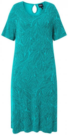 Ulla Popken 850344 Gemustertes T-Shirt-Kleid Türkis - Midikleider - Midikleider in großen Größen