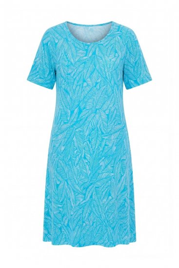 Ulla Popken 850344 Gemustertes T-Shirt-Kleid Türkis - Midikleider - Midikleider in großen Größen