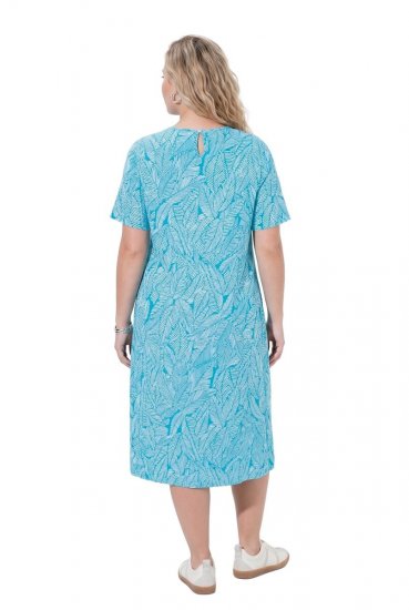 Ulla Popken 850344 Gemustertes T-Shirt-Kleid Türkis - Midikleider - Midikleider in großen Größen