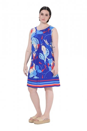 Ulla Popken 850367 Gemustertes Jerseykleid Dunkelblau - Jerseykleider - 