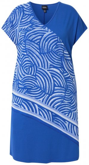 Ulla Popken 850389 Gemustertes Chiffonkleid Blau - Kleider - Kleider für jede Größe