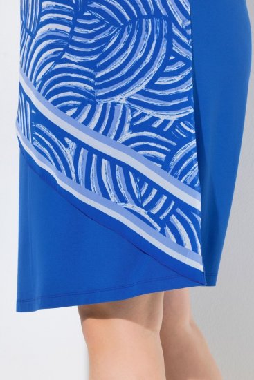 Ulla Popken 850389 Gemustertes Chiffonkleid Blau - Kleider - Kleider für jede Größe