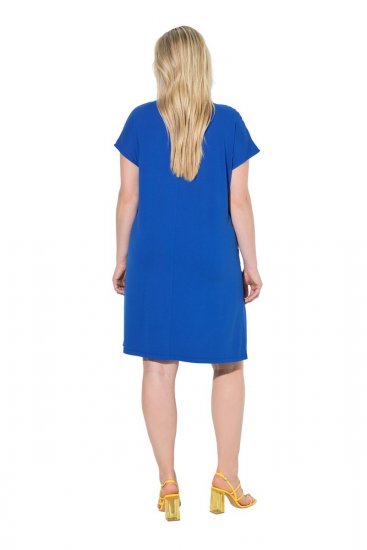 Ulla Popken 850389 Gemustertes Chiffonkleid Blau - Kleider - Kleider für jede Größe