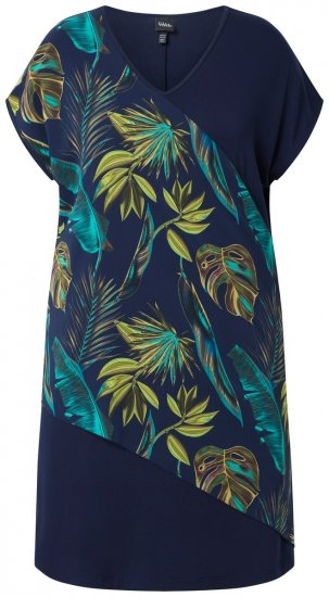 Ulla Popken 850393 Gemustertes Chiffonkleid Dunkelblau - Sommerkleider - Große Größen: Leichte Sommerkleider