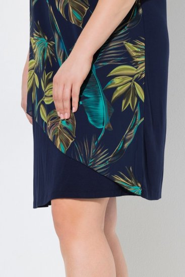 Ulla Popken 850393 Gemustertes Chiffonkleid Dunkelblau - Sommerkleider - Große Größen: Leichte Sommerkleider