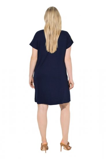Ulla Popken 850393 Gemustertes Chiffonkleid Dunkelblau - Sommerkleider - Große Größen: Leichte Sommerkleider