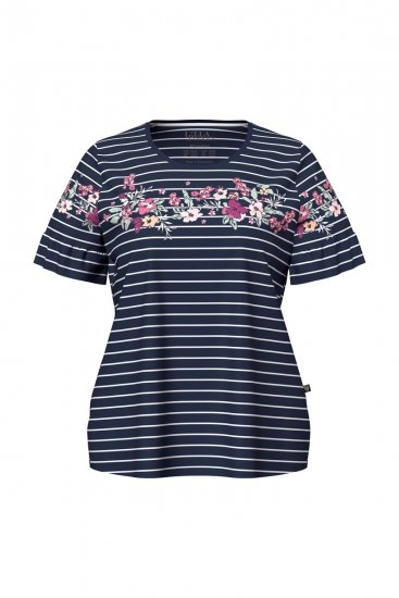 Ulla Popken 850403 Pyjama mit Blumenmuster Dunkelblau - Pyjama/Loungewear - 