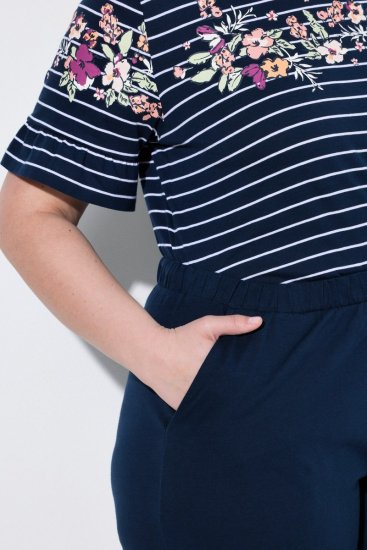 Ulla Popken 850403 Pyjama mit Blumenmuster Dunkelblau - Pyjama/Loungewear - 
