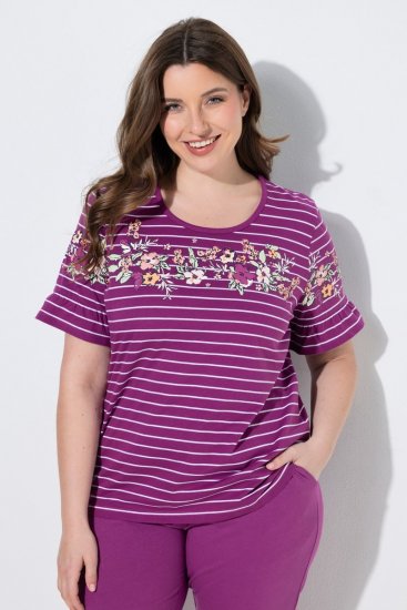 Ulla Popken 850403 Pyjama mit Blumenmuster Violett - Pyjama/Loungewear - 