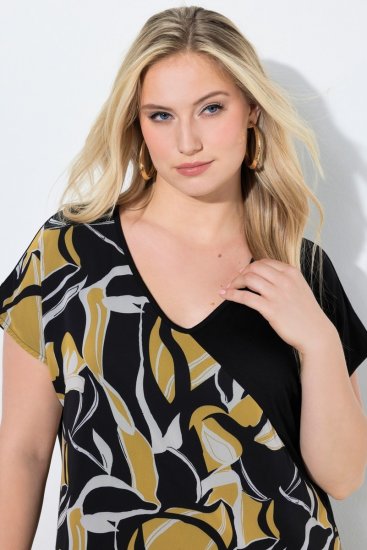 Ulla Popken 850406 Gemustertes Chiffonkleid Schwarz - Kleider - Kleider für jede Größe