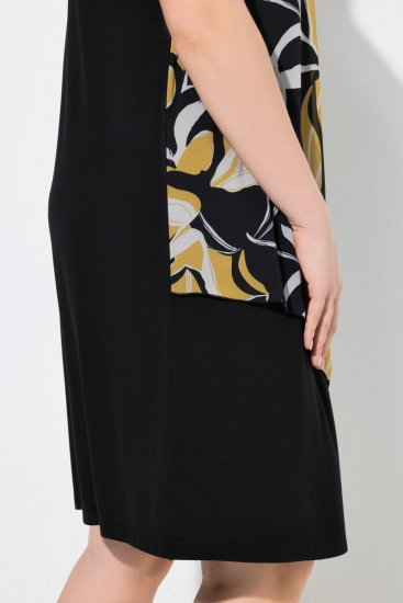 Ulla Popken 850406 Gemustertes Chiffonkleid Schwarz - Kleider - Kleider für jede Größe