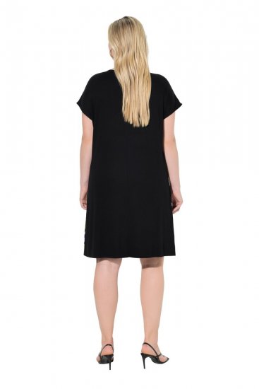 Ulla Popken 850406 Gemustertes Chiffonkleid Schwarz - Kleider - Kleider für jede Größe