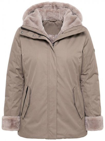 Ulla Popken 850509 Kunstfelljacke Taupe - Jacken - Große Jacken für Damen