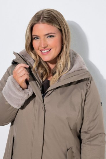 Ulla Popken 850509 Kunstfelljacke Taupe - Jacken - Große Jacken für Damen