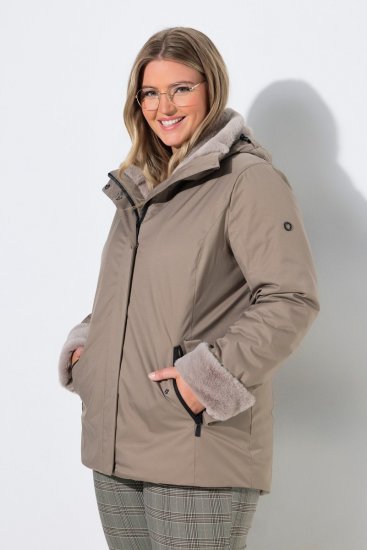 Ulla Popken 850509 Kunstfelljacke Taupe - Jacken - Große Jacken für Damen
