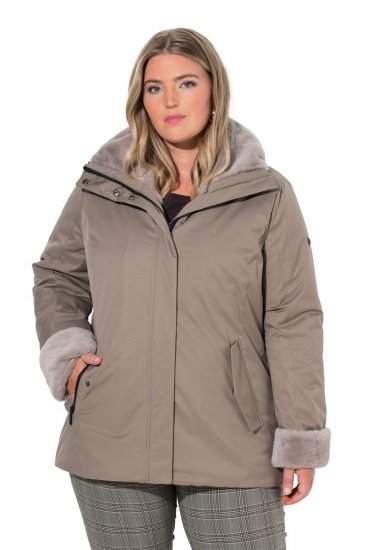 Ulla Popken 850509 Kunstfelljacke Taupe - Jacken - Große Jacken für Damen