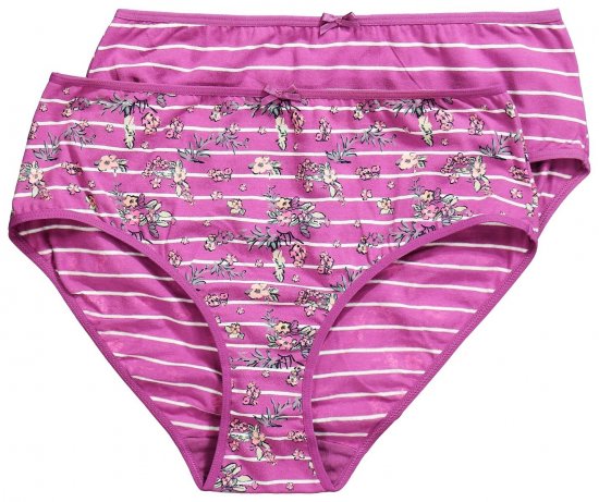 Ulla Popken 850538 Geblümte Slips aus Bio-Baumwolle 2er-Pack Violett - Slips - 