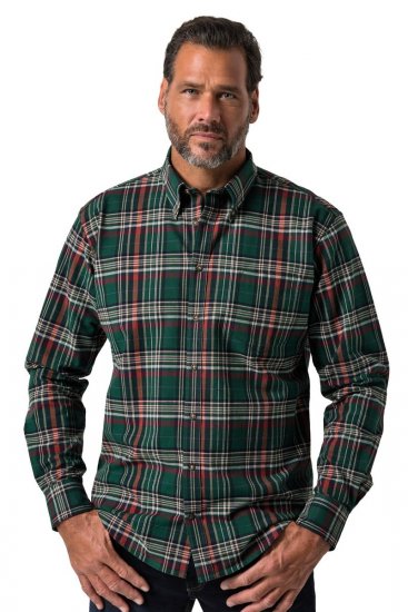 JP1880 850923 Kariertes Langarmhemd Waldgrün TALL - TALL hemden - Hemden mit TALL-Schnitt