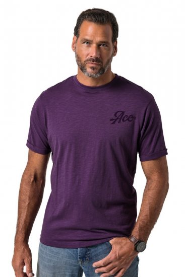 JP1880 850985 T-Shirt mit Brustprint Dunkellila TALL - TALL T-shirts - Extra lange T-Shirts Herren