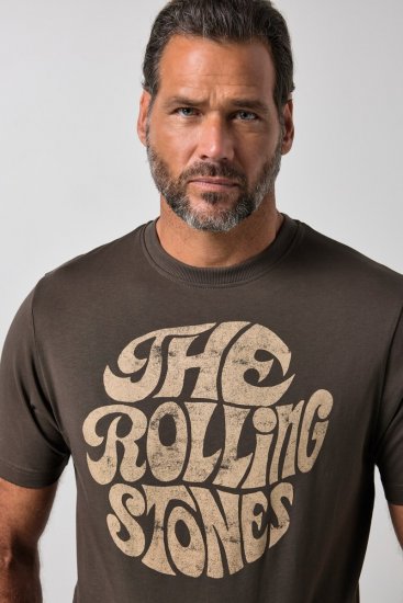 JP1880 851001 Rolling Stones Retro Logo T-Shirt Haselnuss - Band-T-shirts - Band T-Shirts für große Größen