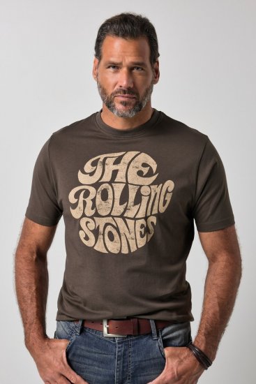JP1880 851001 Rolling Stones Retro Logo T-Shirt Haselnuss - Band-T-shirts - Band T-Shirts für große Größen