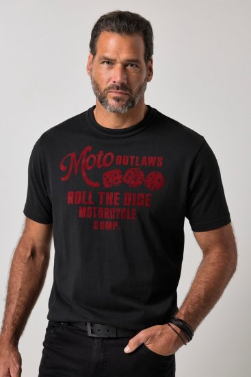 JP1880 851002 T-Shirt mit Brustprint Schwarz TALL - TALL T-shirts - Extra lange T-Shirts Herren
