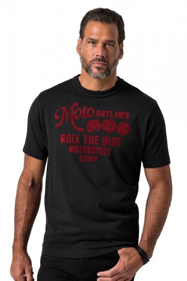 JP1880 851002 T-Shirt mit Brustprint Schwarz TALL - TALL T-shirts - Extra lange T-Shirts Herren